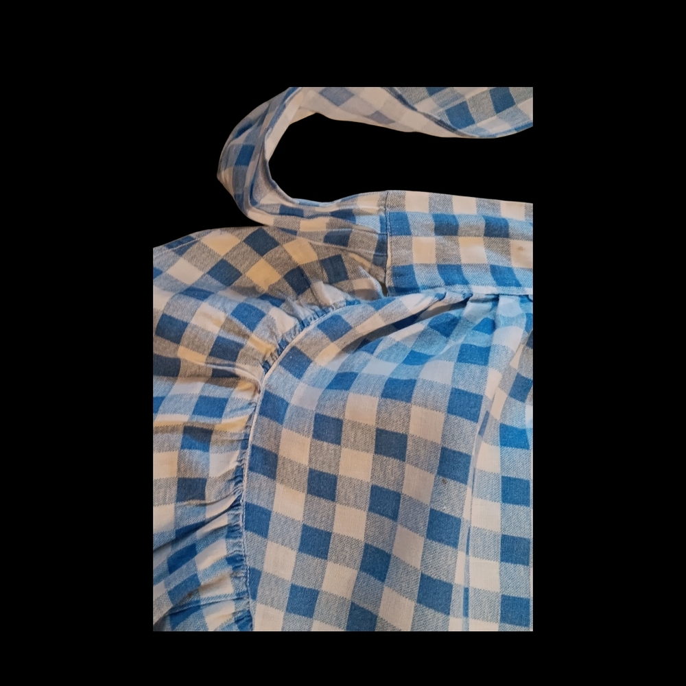 Blue Gingham Ruffled Apron - Picture 3 of 4